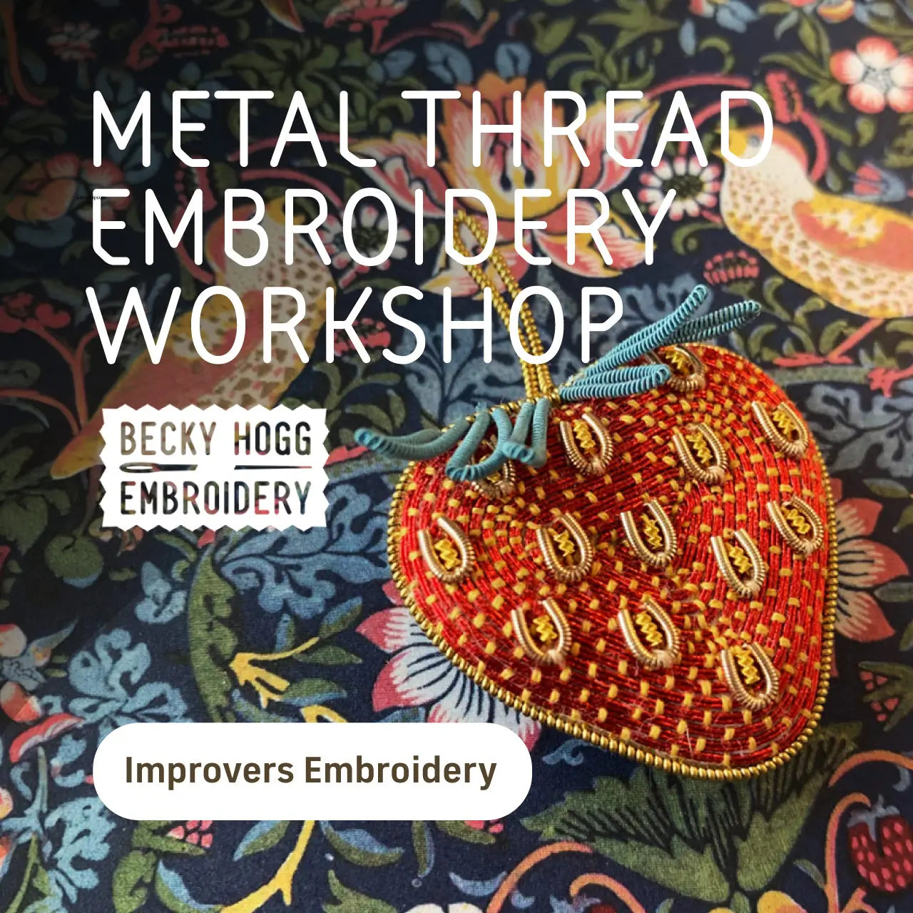 Metal Thread Embroidery, Strawberry Brooch, Workshop