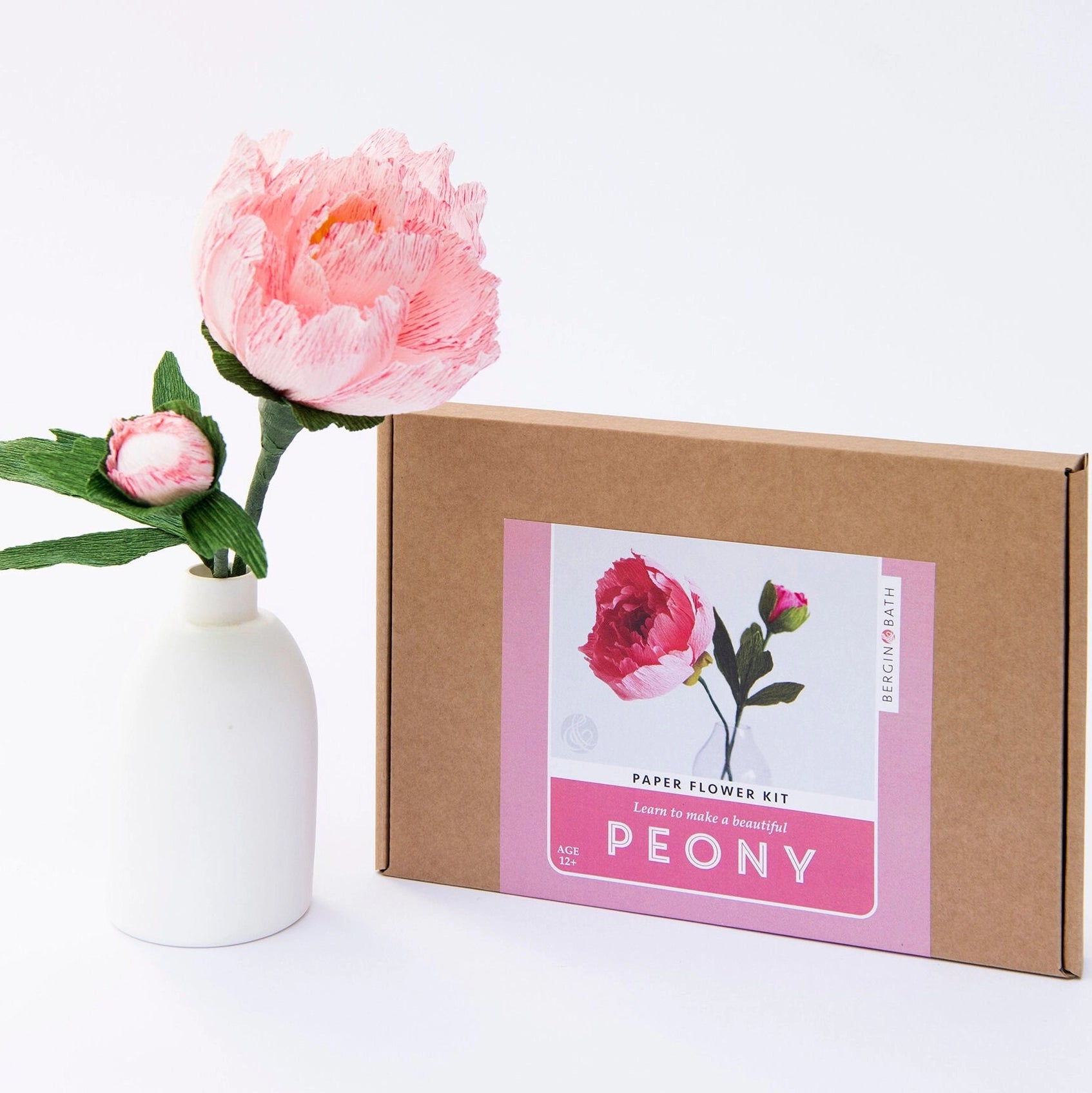 Paper Flower Kit - Peony. Papercraft kit for women.
