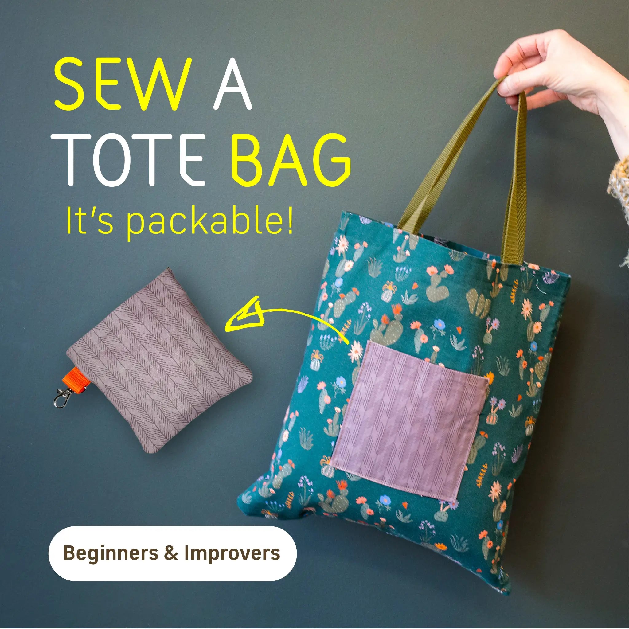 Adults Beginners Sewing - make a packable tote bag!