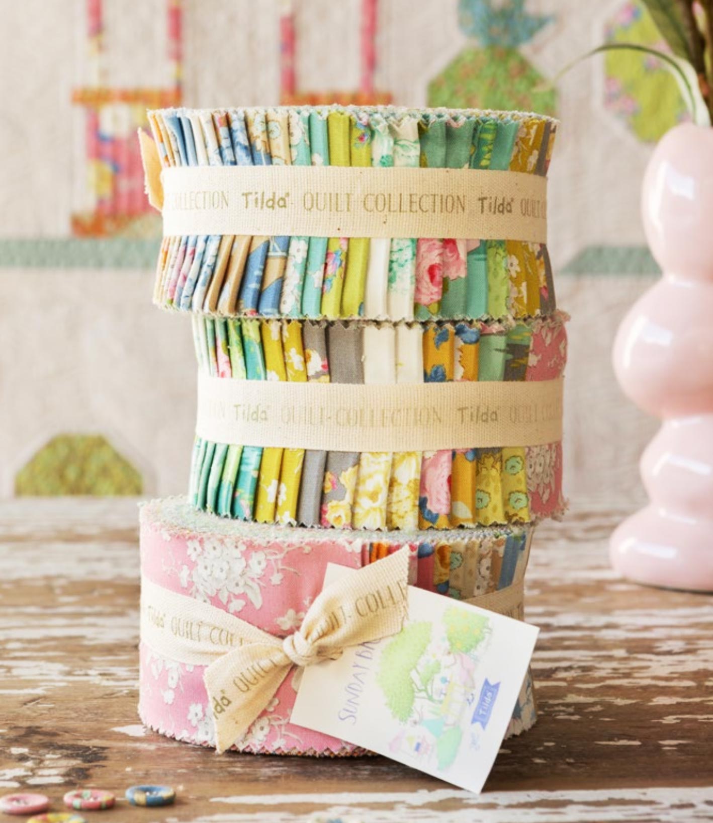 Tilda Fabric Roll: Sunday Brunch: 6.35 x 110cm: Assorted: 40 Pieces